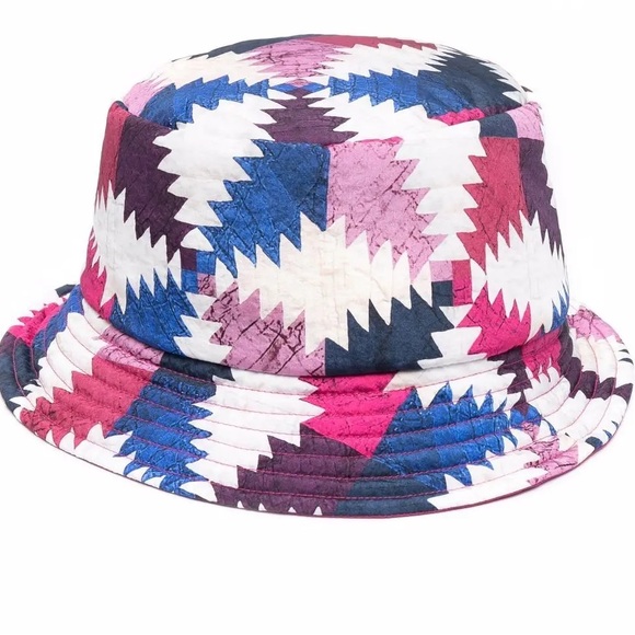 Isabel Marant Reversible Multicolor Haley Bucket Hat Patchwork White Pink EUC - Picture 4 of 10
